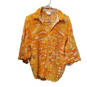 Urban Outfitters Out From Under Beach Boardwalk Mesh Button Down Shirt Size M